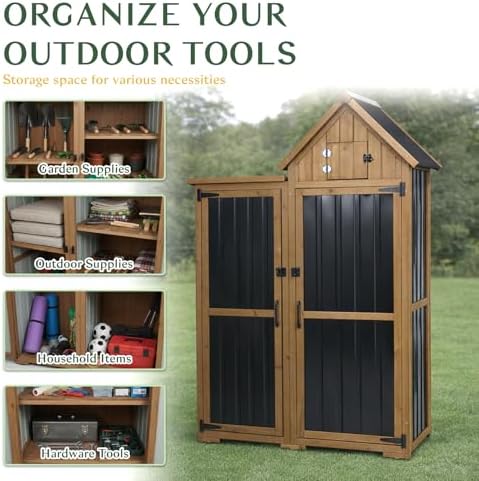 outdoor storage cabinet weatherproof with 3 adjustable shelves on a desk or shelf
