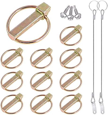 Glarks 15Pcs 7/16" x 1-3/4" Lynch Pin with Lanyard Cable Set 10Pcs Lynch Pin Lock Pin Clips and 2Pcs 304 Stainless Steel Lanyard Cable with Quick Release Ring for Farm Tractors Trailers Trucks Mowers