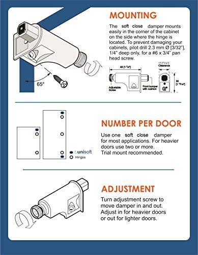 rok hardware soft close damper for cabinet doors/compact/softclose, package contents