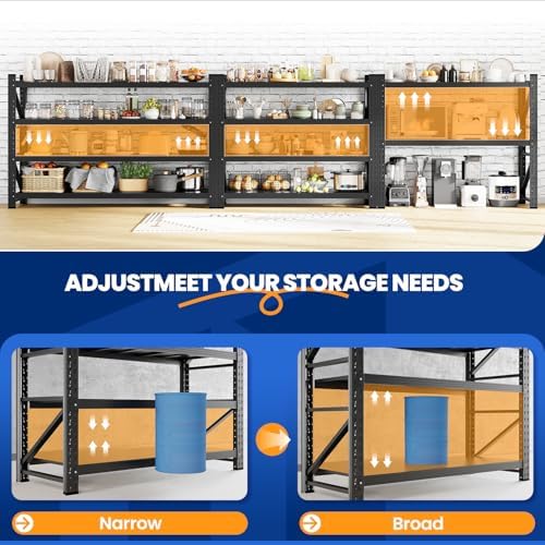 miiiko 48" w storage shelves,3000lbs metal garage storage, side view