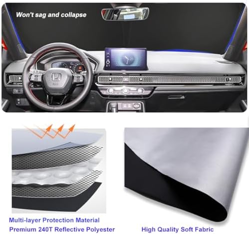 Windshield Sun Shade for Honda Civic 2006 2007 2008 2009 2010 2011, Front Window Shade Sun Visor Protector Honda Civic Accessories Foldable Sunshade Blocks UV Rays Keeps Your Car Cooler