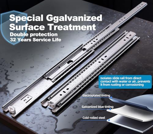 1 pair 200 lbs heavy duty drawer slides,8 showing dimensions