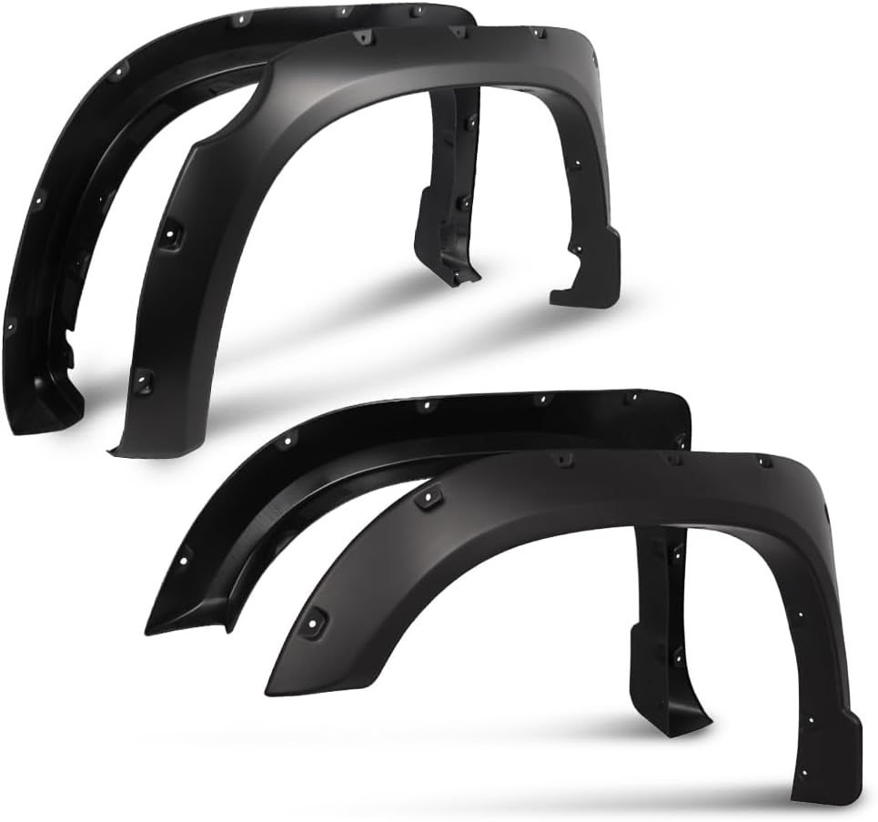 ANDPLAY Fender Flares Compatible With 2014-2021 Toyota Tundra SR | SR5 | Platinum | Limited Smooth Matte Pocket Riveted Style Wheel Cover Protector Vent Trim 4pcs