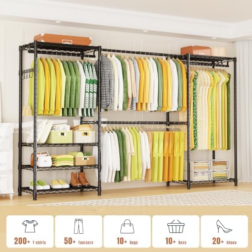 ulif e1 heavy duty closet garment rack, easy shown in use