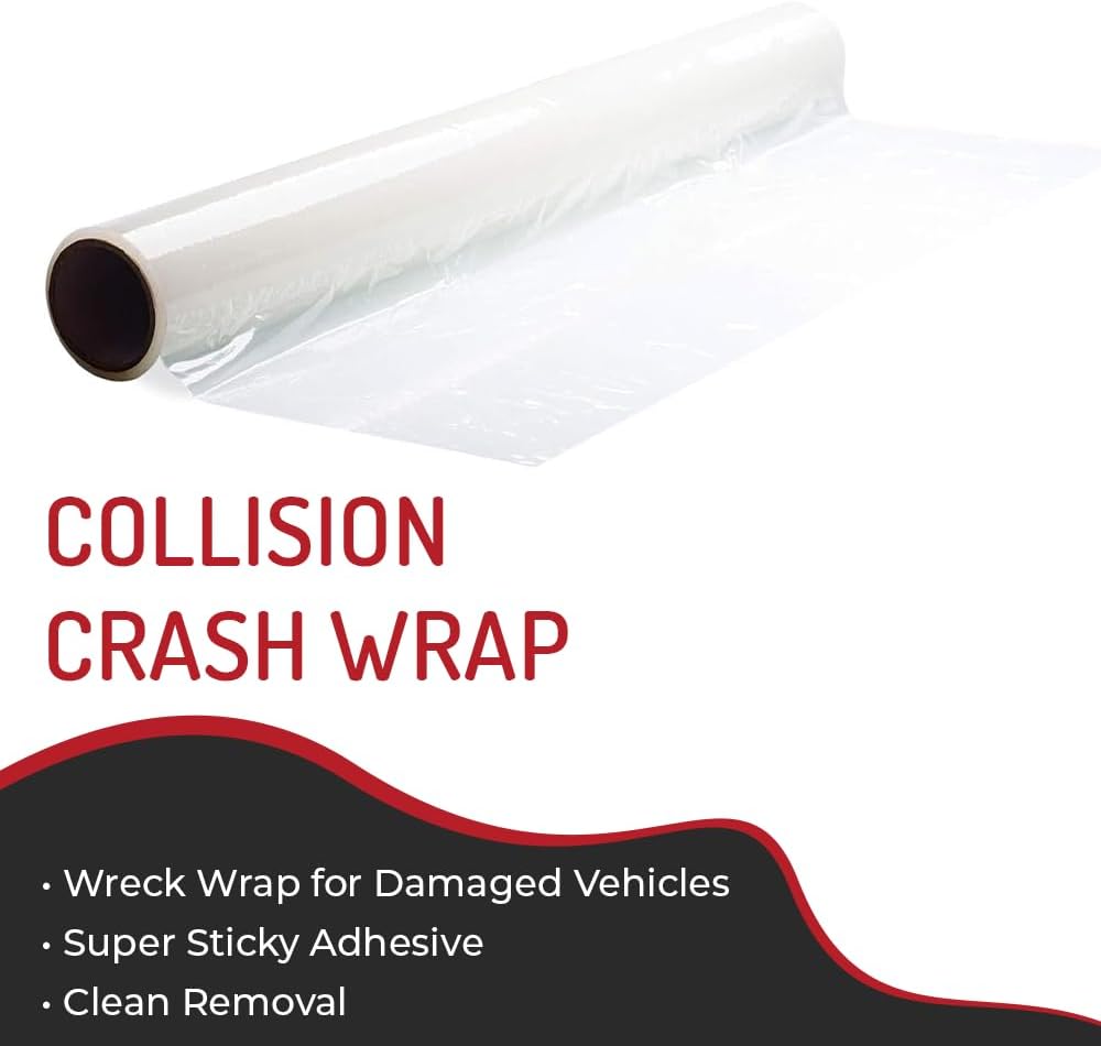 Hi-Tech Collision Crash Wrap, 36" X 100' X 3 MIL, Wreck Wrap for Dam...
