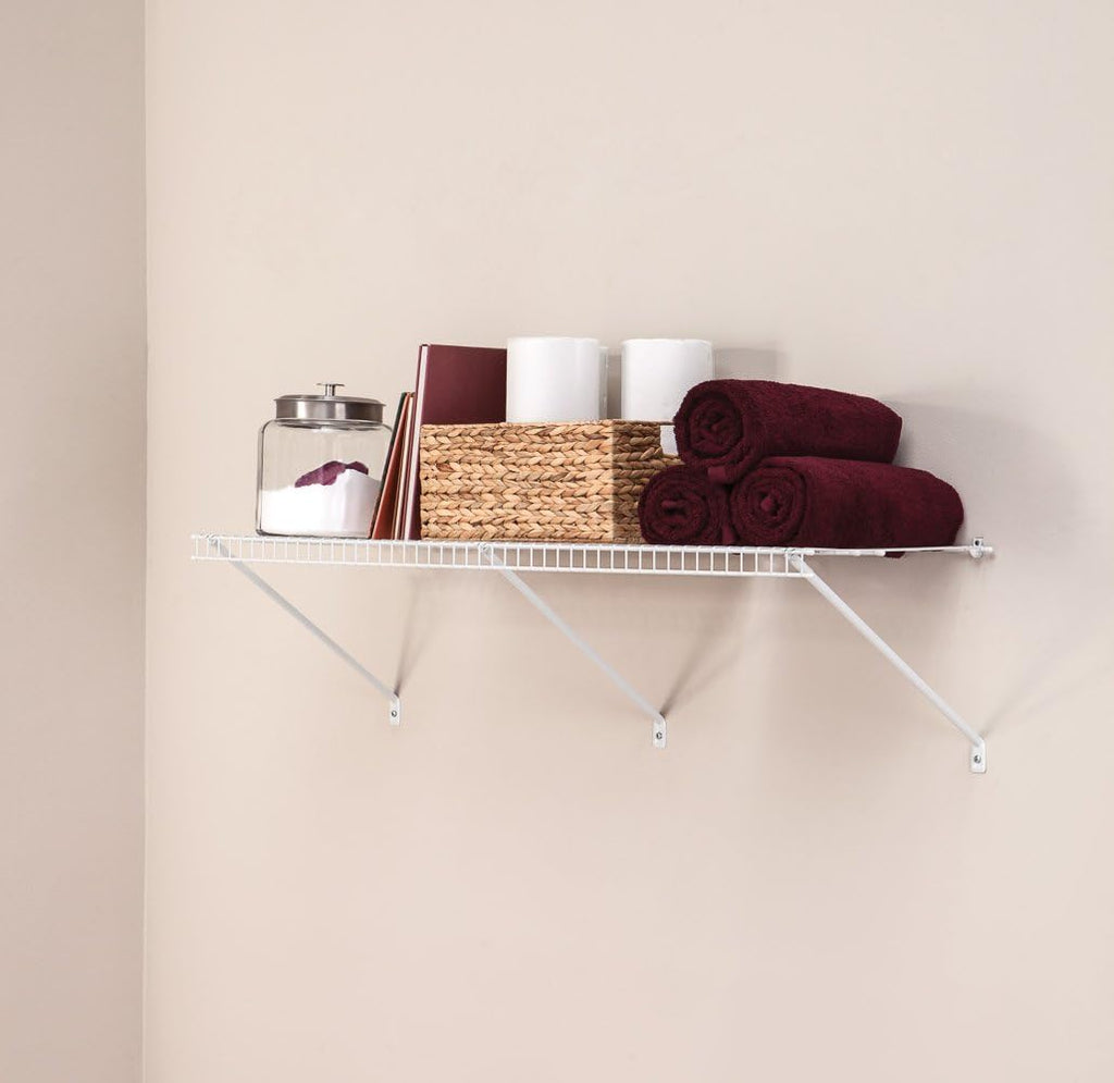 closetmaid multi-purpose ventilated wire shelf kit, 4 ft. showing dimensions