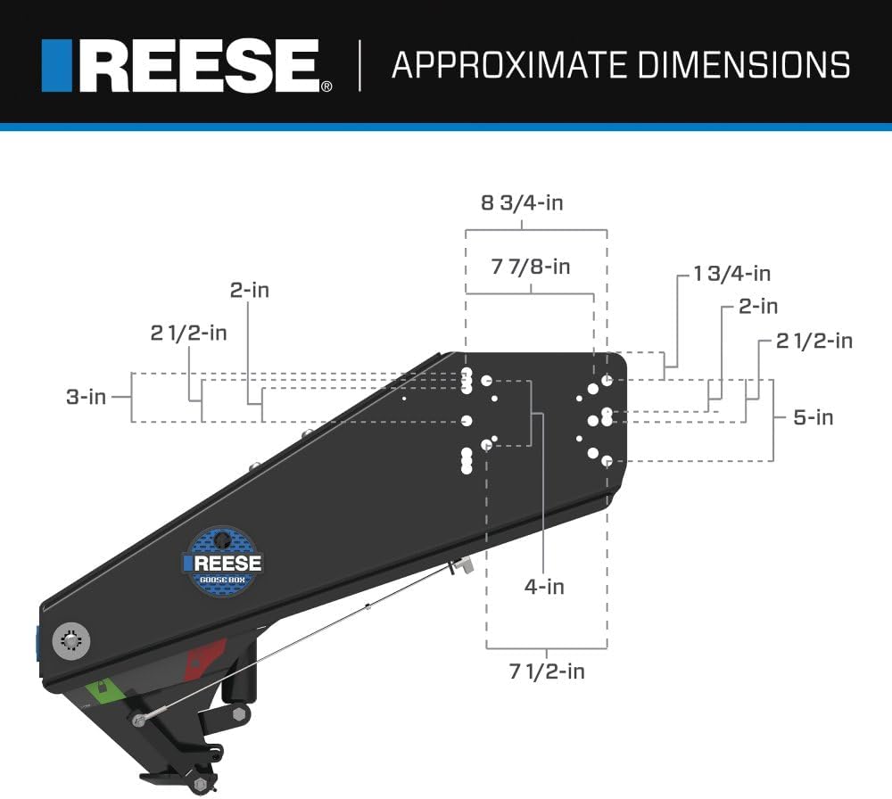 Reese 94920 Goose Box 5th Wheel Pin Box, Air Ride 20,000 lbs. Capacity, Fits Lippert (1621, 1716, 0719, Rhino), Fabex PB 600 Series