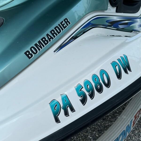 Boat Registration Numbers X2 GRB / 2 Pack/Custom State Registration Stickers/Vinyl Boat Decal Graphics Pair