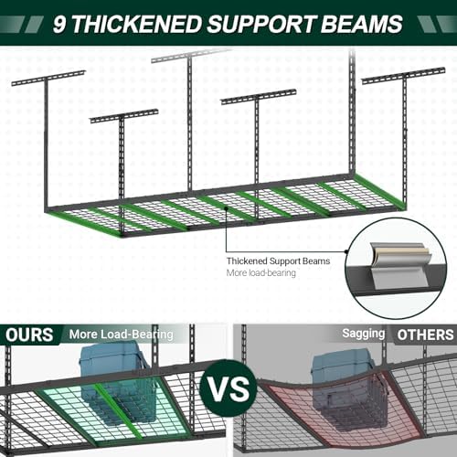 3x6 ft overhead garage storage rack,450lbs weight capacity, close-up detail