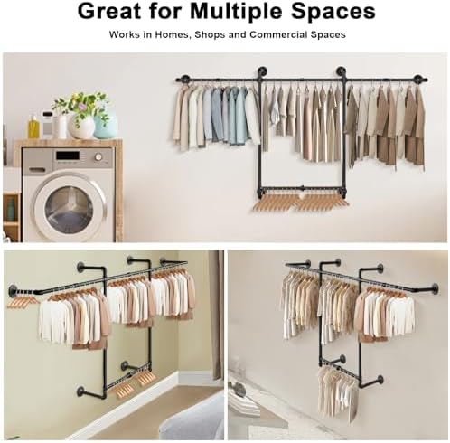 livabber industrial pipe clothes rack, heavy duty detachable, package contents