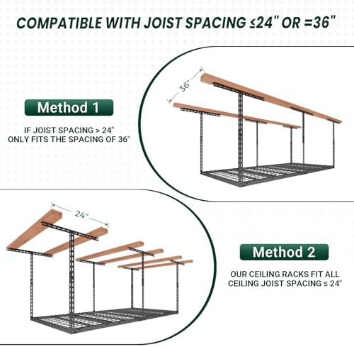 3x6 ft overhead garage storage rack,450lbs weight capacity showing dimensions