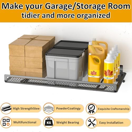 babkas 2 pack garage wall shelving,16.5" x 12.2", side view