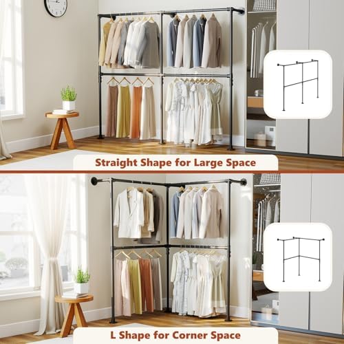 kelixu 76.4" industrial pipe clothing rack for wall, close-up detail