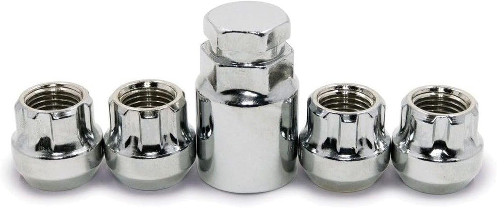Lug Nuts Wheel Lock 14X2 Open End Bulge Acorn Locking Chrome for Navigator for Mark LT for Blackwood for Expedition for Excursion for F150 for F350/F250 Superduty Key 4pc