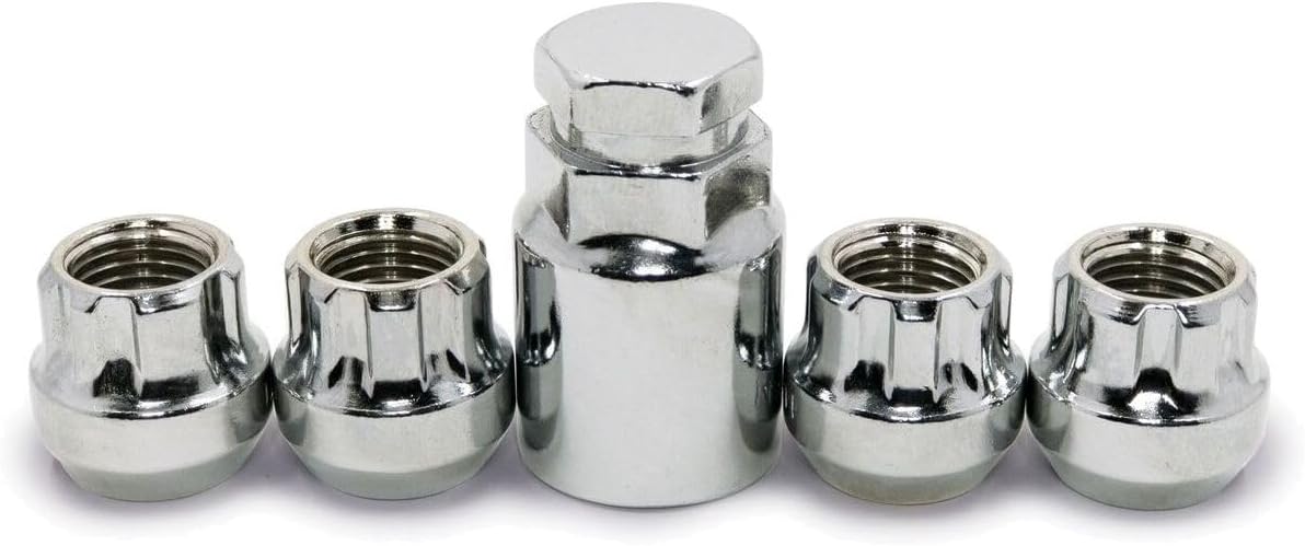 Lug Nuts Wheel Lock 14X2 Open End Bulge Acorn Locking Chrome for Navigator for Mark LT for Blackwood for Expedition for Excursion for F150 for F350/F250 Superduty Key 4pc