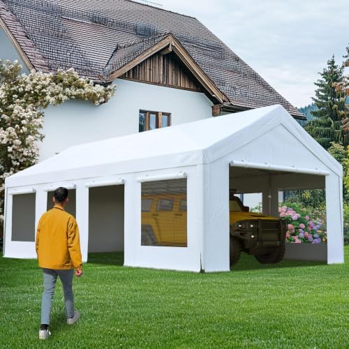 quictent heavy duty 13x25 ft carports with side on a desk or shelf