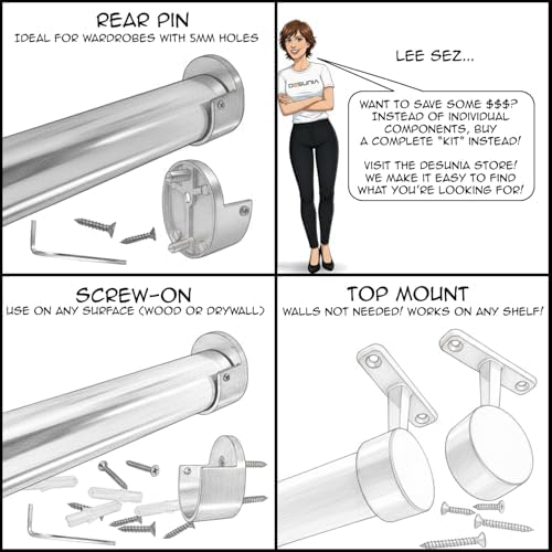 closet rod support flanges with screw on attachment showing dimensions