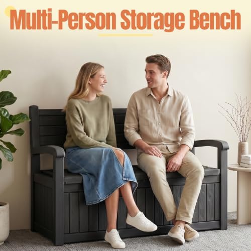 storage bench outdoor deck box, 120 gallon lockable, package contents