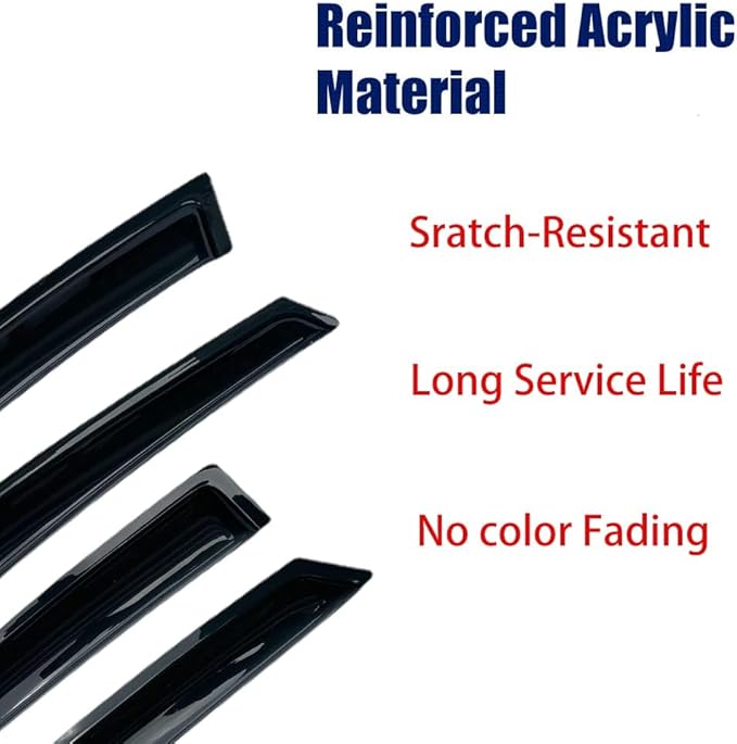 94428 Side Window Wind Vent Deflector, Dark Smoke Tint Window Visor fit - Image 4