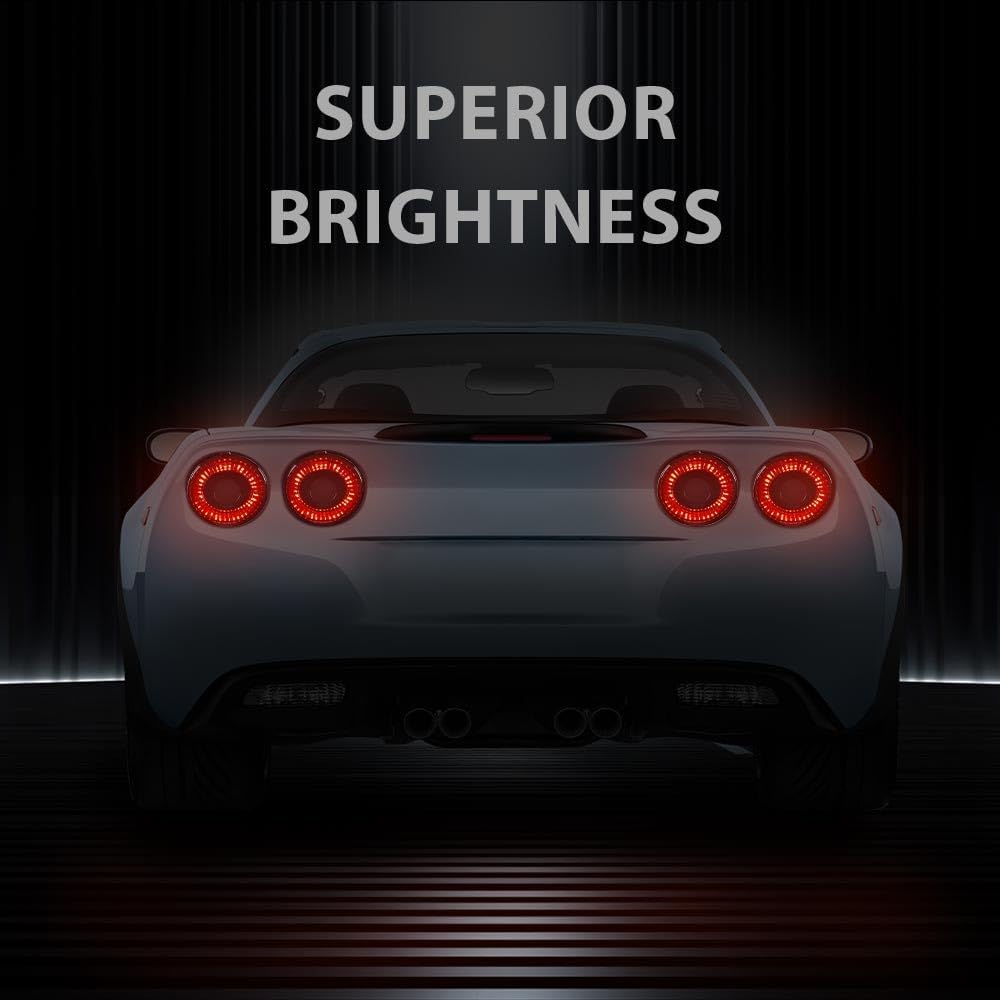 G-PLUS LED Tail Lights Assembly Rear Brake Lamps,Fit For Chevy Corvette C6 Coupe 2005-2013 22762674, 22762675, 25958213, 25958214,luces traseras faros traseros Smoky Lens Black Housing