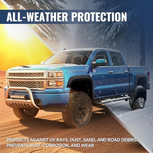 4PCS Fender Flares Compatible with Dodge Ram 1500 2WD/4WD 2019-2023 (Not Fit Rebel Models) Wheel Cover Accessories Smooth Pocket Riveted