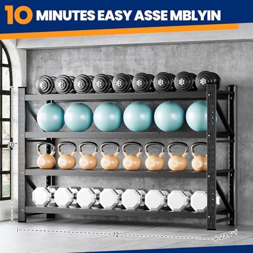 miiiko 71.3" w storage shelves,5000lbs metal garage storage, close-up detail