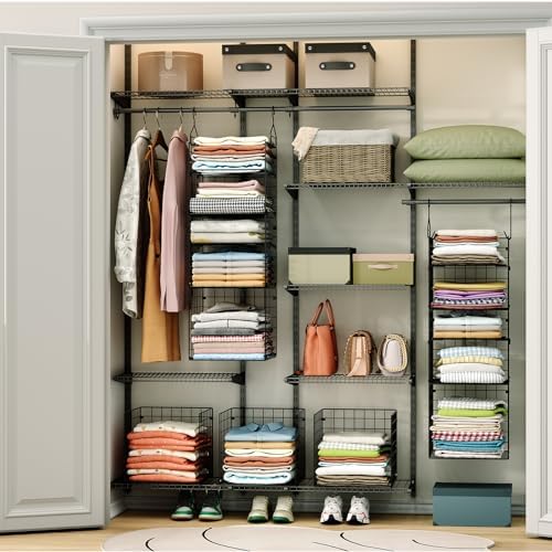 x-cosrack hanging closet organizer and storage - 5-tier showing dimensions