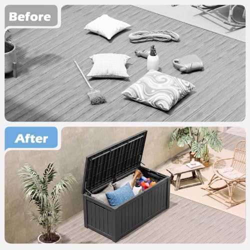 outdoor storage box waterproof, 160 gallon deck box on a desk or shelf