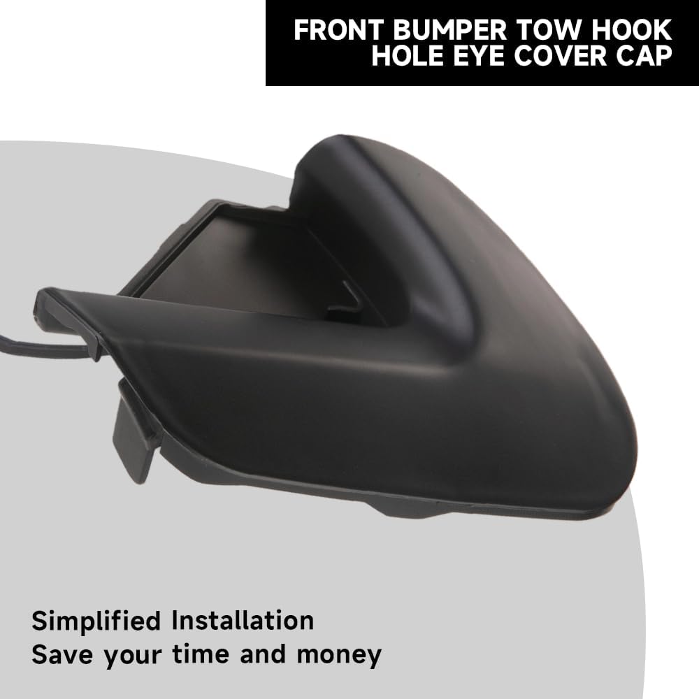 Unpainted Front Right Bumper Tow Hook Cover Cap for Toyota Yaris 2012-2014 | Durable and Sturdy | 52127-52931, 52127-0D917 | Tow Hook Eye Hole Cover Cap - Black