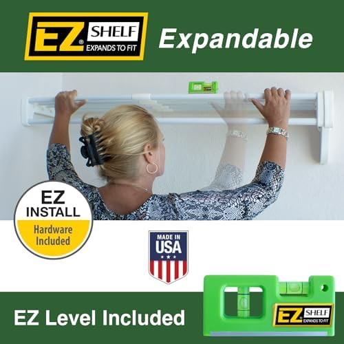 ez shelf - closet shelf with hanging rod shown in use