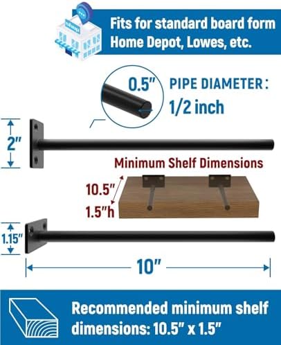 10 inch floating shelf brackets, hidden shelf bracket, close-up detail