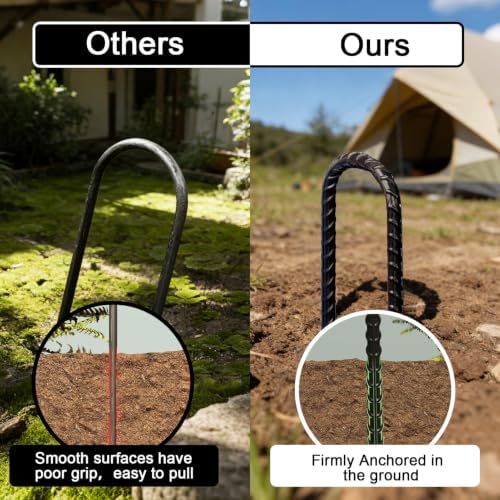 eurmax usa 12-pack u-shape ground stakes,rust-proof galvanized steel, side view