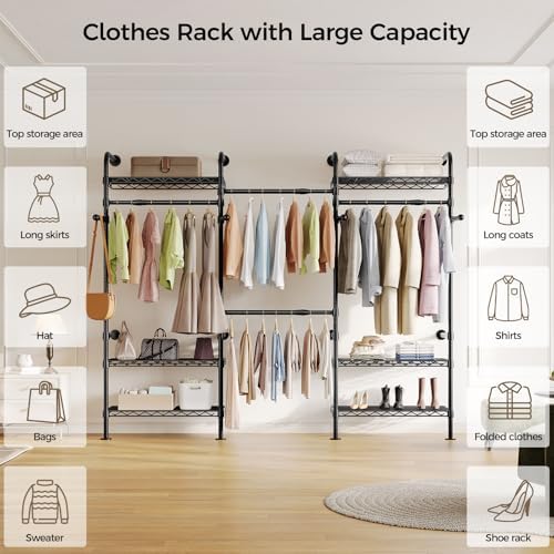 closet organizers and storage, 3-row heavy duty garment, package contents