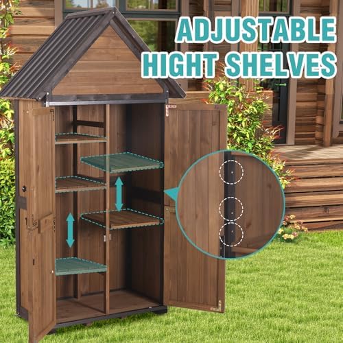 outdoor storage cabinet,garden shed with metal frame adjustable, side view