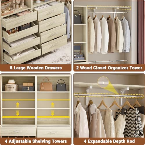 aheaplus closet system, wood closet organizer system with, close-up detail