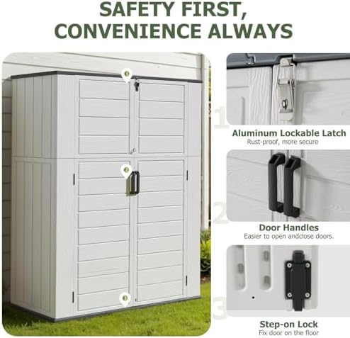 aoxun 61 cu.ft outdoor storage shed, widened outdoor showing dimensions