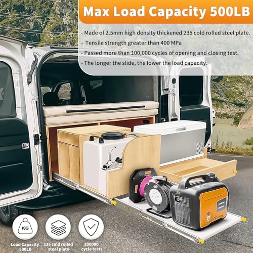 1 pair heavy duty drawer slides with lock, side view