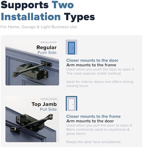 automatic door closer (black), fs-1306b residential hydraulic auto showing dimensions