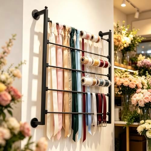 5 layer wall scarf display tie rack ribbon showing dimensions