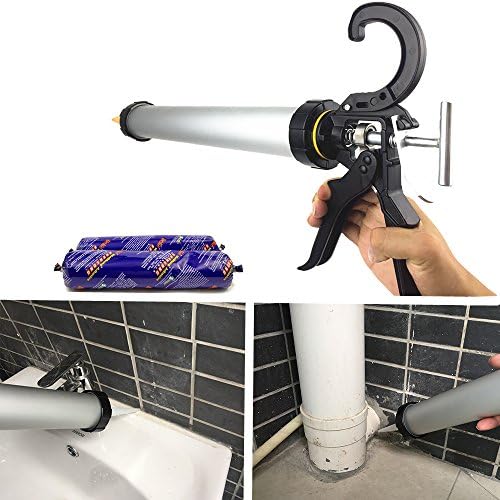 sealant sausage caulking gun with aluminum cartridge 600ml/20oz on a desk or shelf