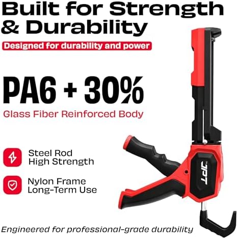 jpt caulking gun, 440 lbs high thrust, 10 on a desk or shelf