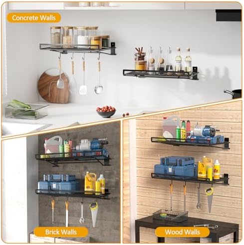 babkas 4 pack garage wall shelving,16.5" x 12.2" on a desk or shelf