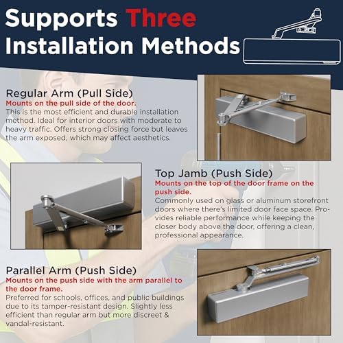 heavy duty commercial door closer, automatic self closing, package contents
