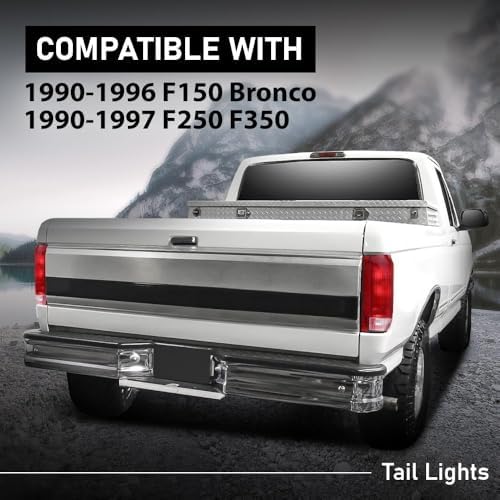 G-PLUS Tail Lights Compatible with Ford Bronco/F150 1990-1996/Fit Ford F250 F350 1990-1997,E9TZ13405C E9TZ13404C, Rear Brake Lamps Assembly w/o Blubs Driver and Passenger Side