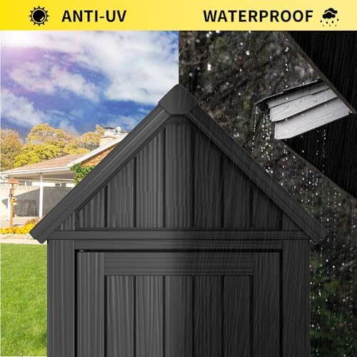 fancyango outdoor resin storage cabinet sturdy all-weather shed, view 9