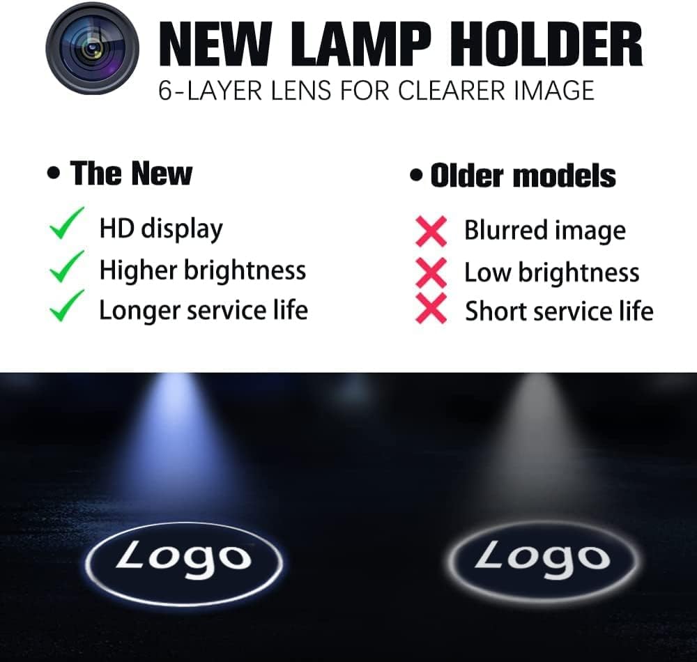 LOWEEY Car Door Lights,2Pcs Car Door LED Logo Projector Lights,Rechargeable Wireless Door Step Courtesy Welcome Lights Shadow Ghost Lights Fit for All Cars