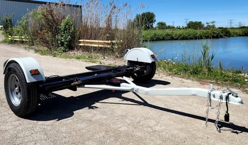 Car Tow Dolly Heavy Duty Car Trailer Towing Dolly Hauler - 4,900 Capacity Tow, White
