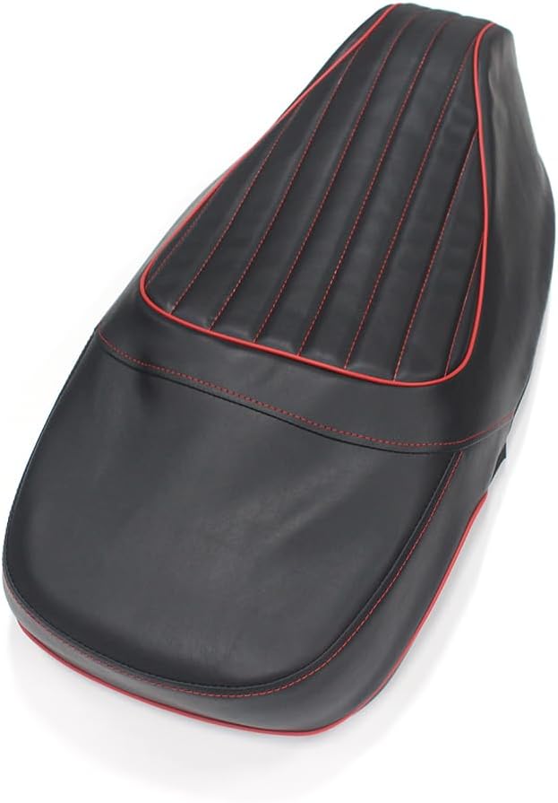 Pokhaomin Black/Red Saddle Leather Seat Cover for Vespa GTS300 GTS 125 150 250 300(Black)
