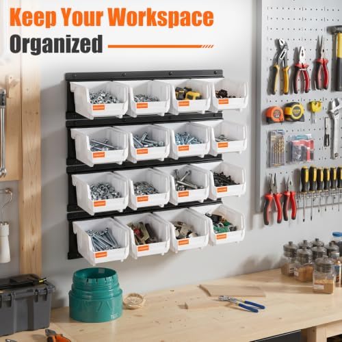 wall mounted storage bins, plastic hanging hardware organizer on a desk or shelf