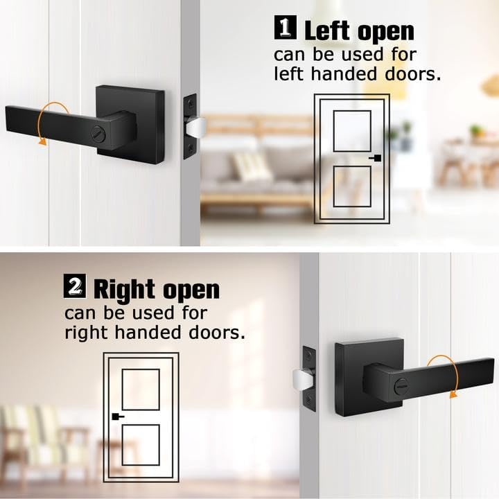 probrico matte black interior door handles, privacy square, package contents